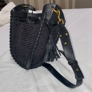 Super cute, new, black leather woven bucket bag from Isabel Marant!